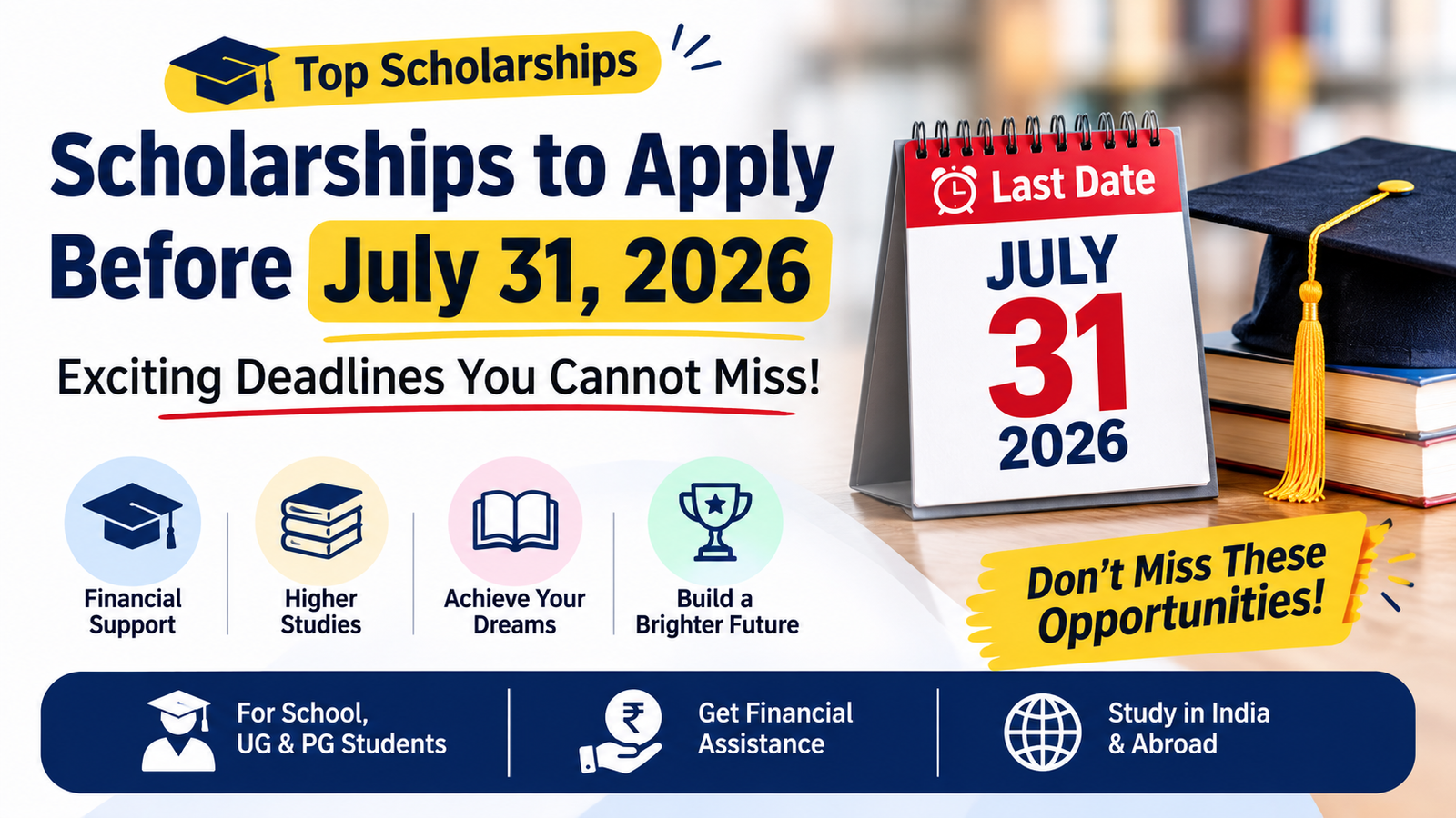 Scholarships to Apply Before July 31 2026