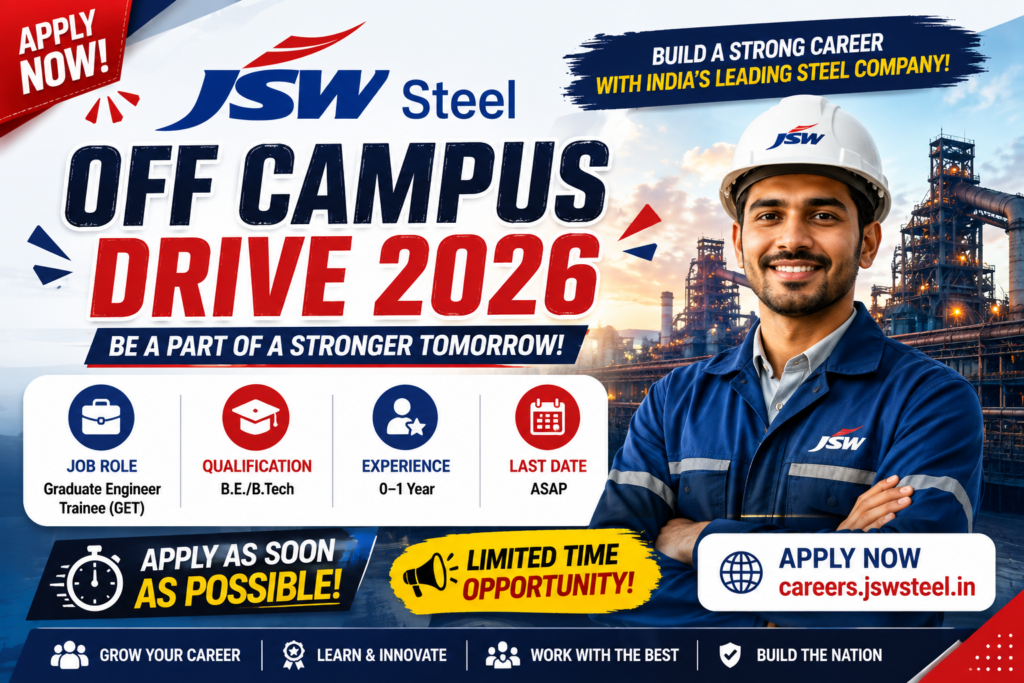 JSW Steel Graduate Engineer Trainee Jobs 2026