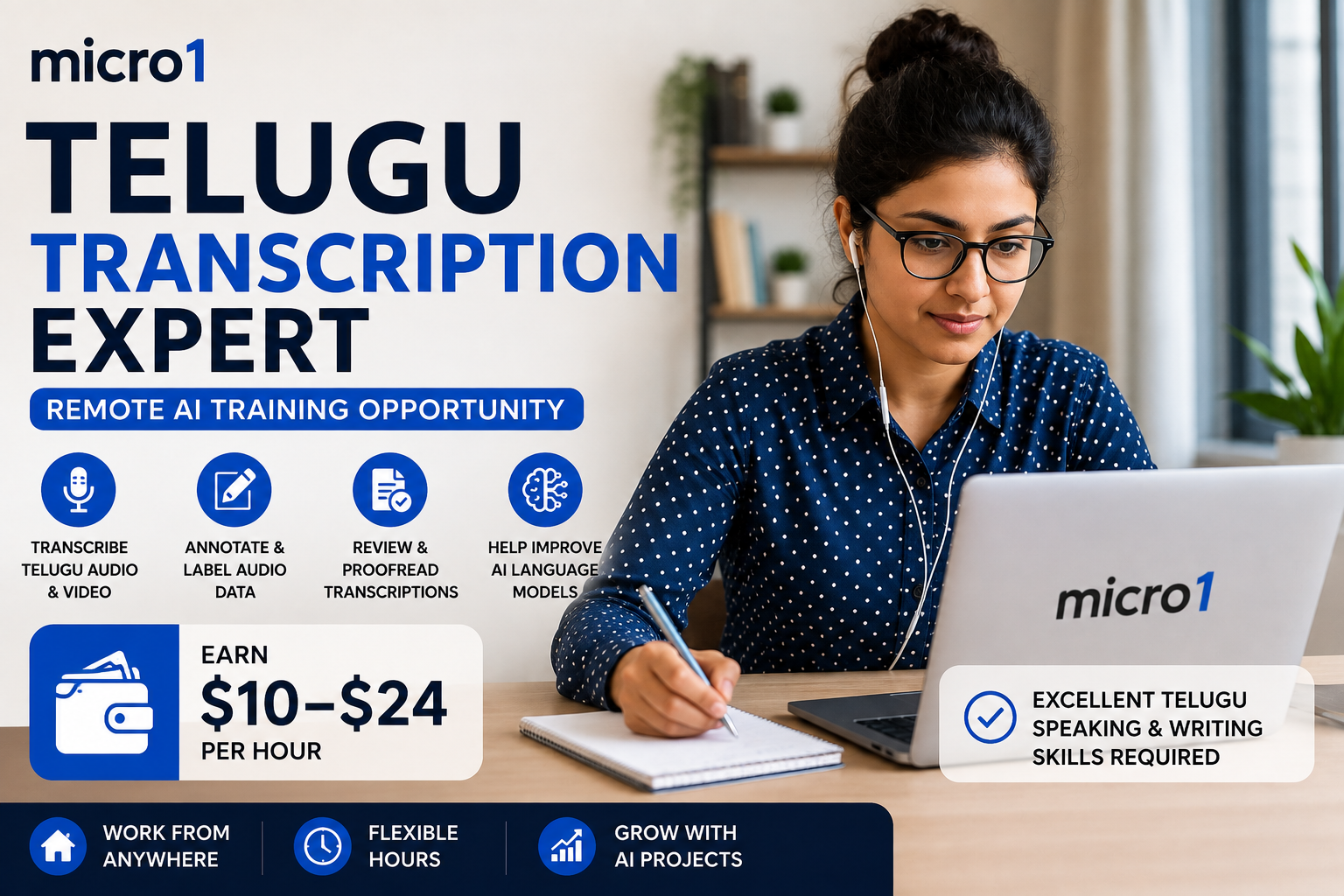 Telugu Transcription Expert at micro1