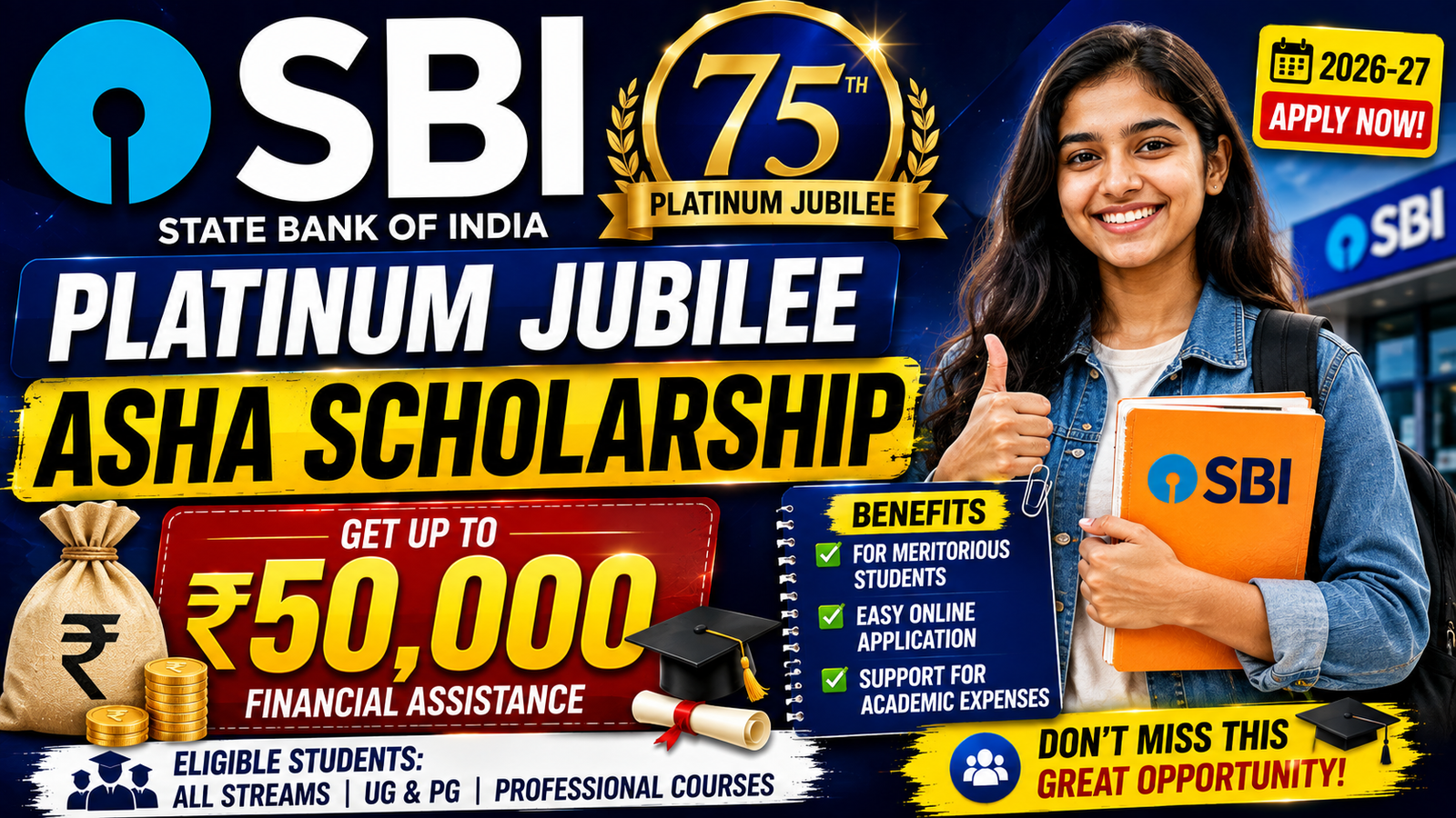 SBI Platinum Jubilee Asha Scholarship 2026-27